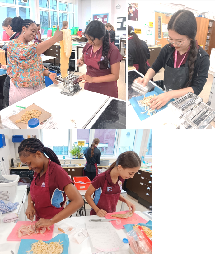 A collage of women making food

Description automatically generated